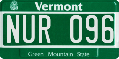 VT license plate NUR096