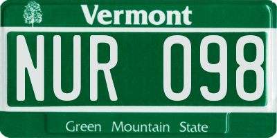 VT license plate NUR098