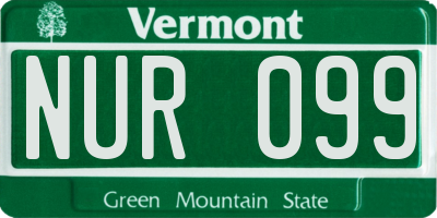 VT license plate NUR099
