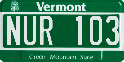 VT license plate NUR103