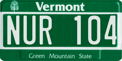 VT license plate NUR104