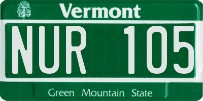 VT license plate NUR105