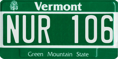 VT license plate NUR106