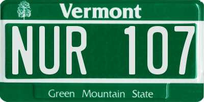 VT license plate NUR107