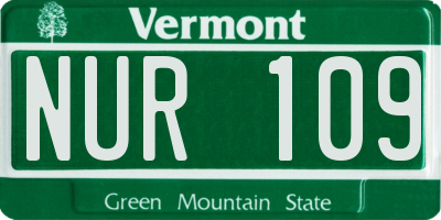 VT license plate NUR109