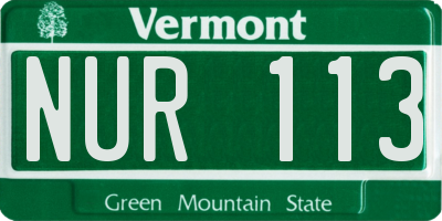 VT license plate NUR113
