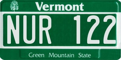 VT license plate NUR122