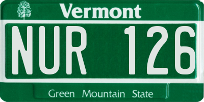VT license plate NUR126
