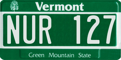 VT license plate NUR127