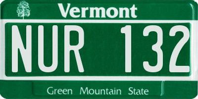 VT license plate NUR132