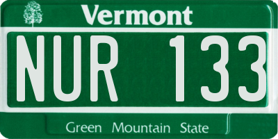 VT license plate NUR133