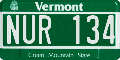 VT license plate NUR134