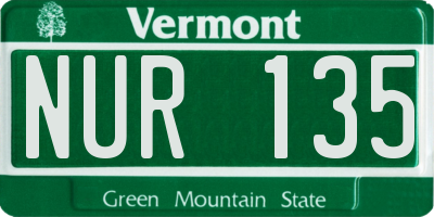 VT license plate NUR135