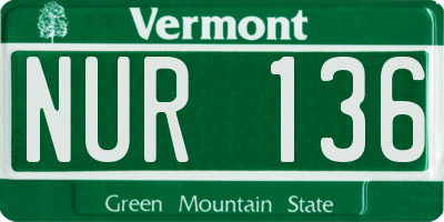 VT license plate NUR136