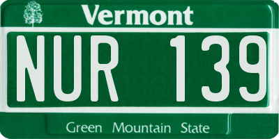 VT license plate NUR139