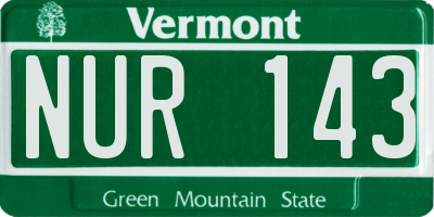 VT license plate NUR143