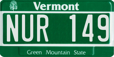 VT license plate NUR149