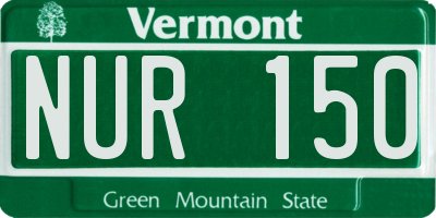VT license plate NUR150