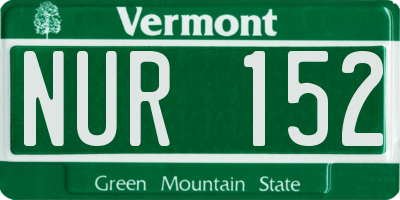 VT license plate NUR152