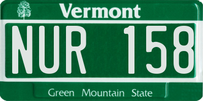 VT license plate NUR158