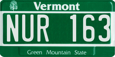 VT license plate NUR163