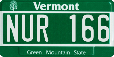 VT license plate NUR166