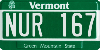 VT license plate NUR167