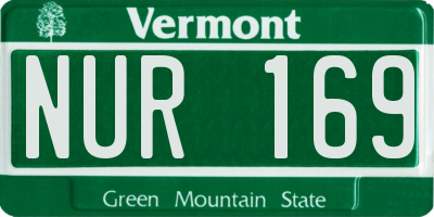 VT license plate NUR169