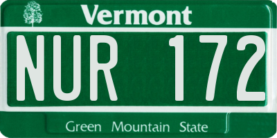 VT license plate NUR172