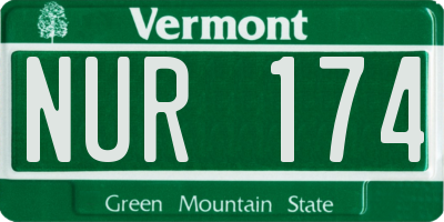 VT license plate NUR174