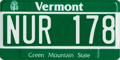 VT license plate NUR178