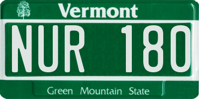 VT license plate NUR180
