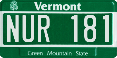 VT license plate NUR181