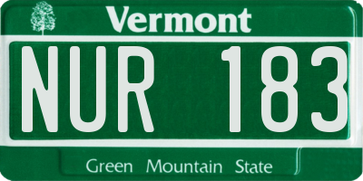 VT license plate NUR183