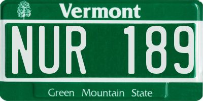 VT license plate NUR189
