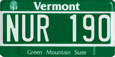 VT license plate NUR190