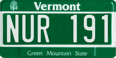 VT license plate NUR191