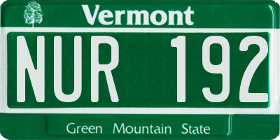 VT license plate NUR192