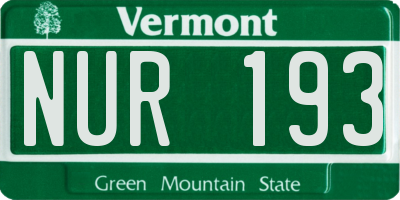 VT license plate NUR193