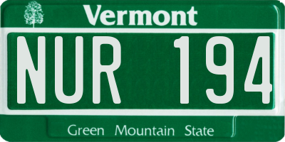 VT license plate NUR194