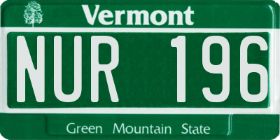 VT license plate NUR196