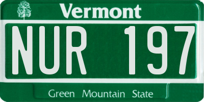 VT license plate NUR197