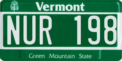 VT license plate NUR198