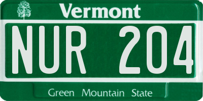 VT license plate NUR204