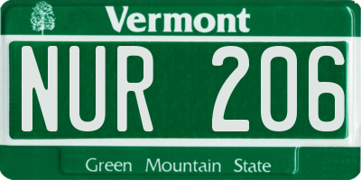 VT license plate NUR206