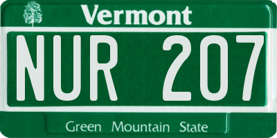 VT license plate NUR207