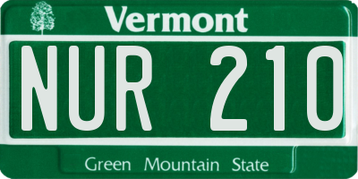 VT license plate NUR210