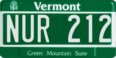 VT license plate NUR212