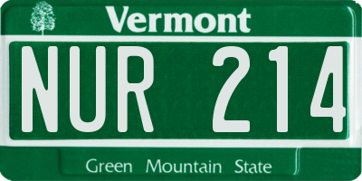 VT license plate NUR214