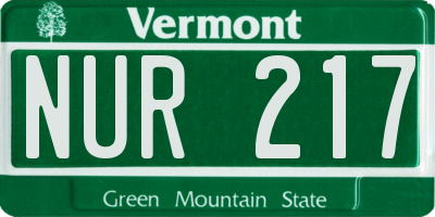 VT license plate NUR217